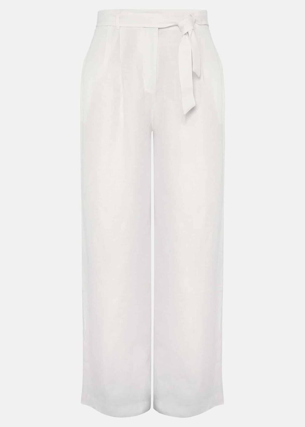 Aaliyah White Linen Wide Leg Trousers - White
