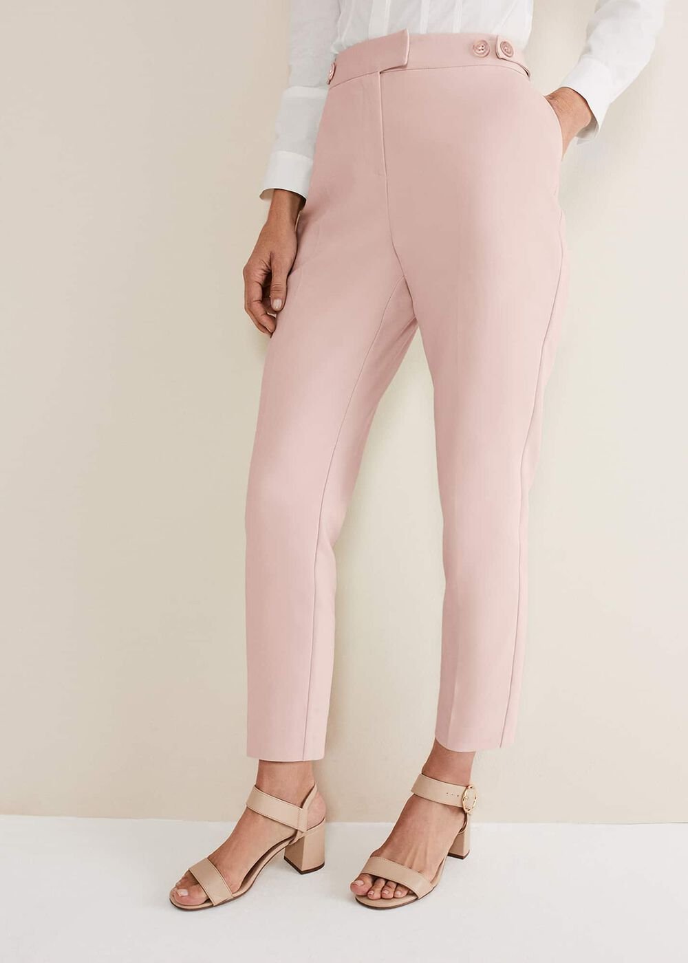 Ulrica Straight Leg Trousers - Pale Pink