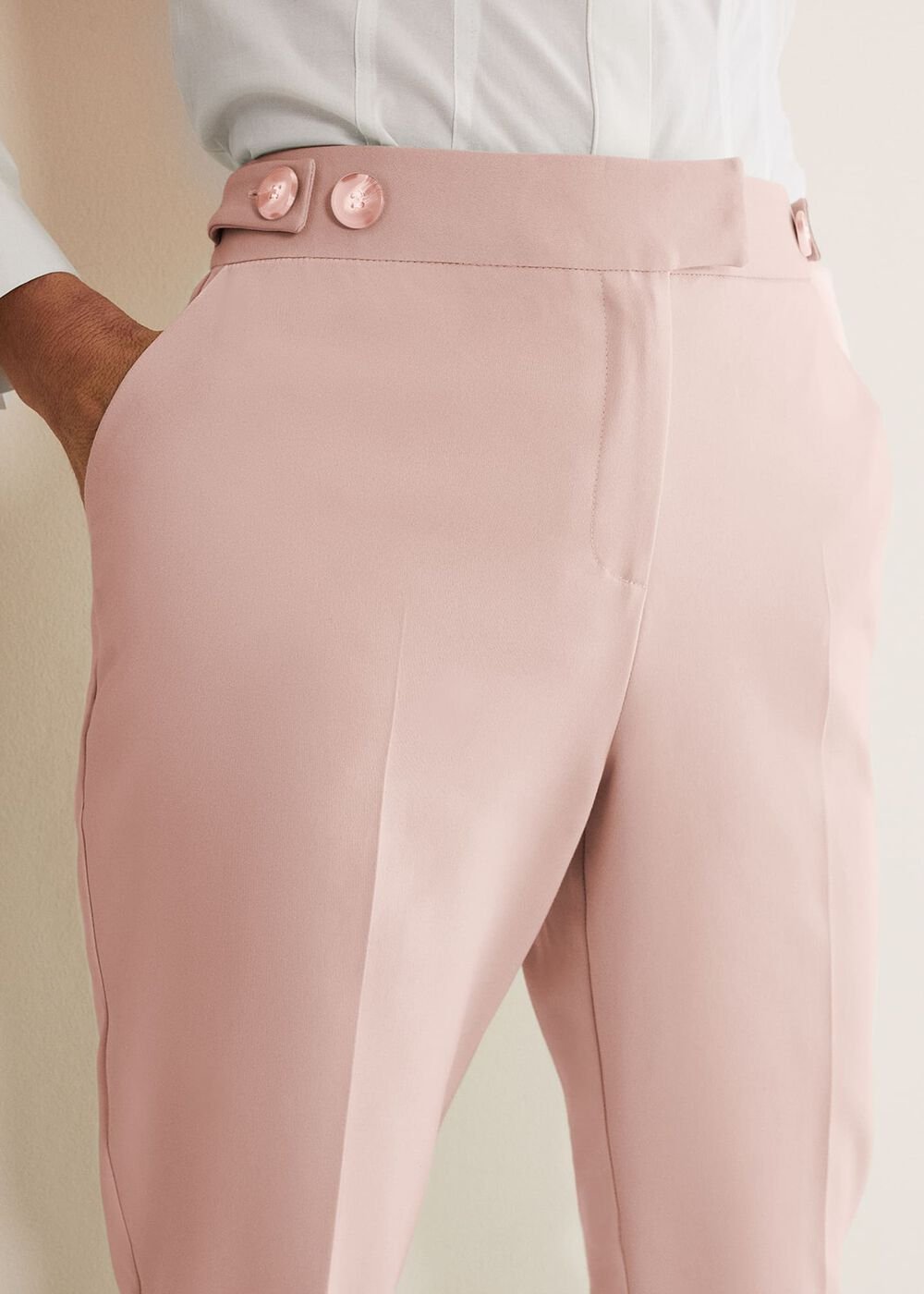 Ulrica Straight Leg Trousers - Pale Pink