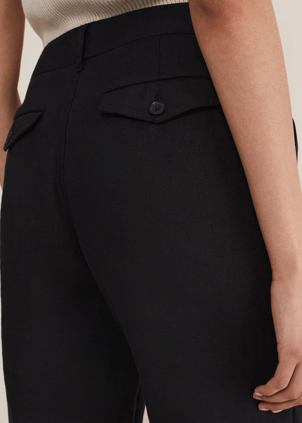 Klarra Black Linen Tapered Trousers - Black