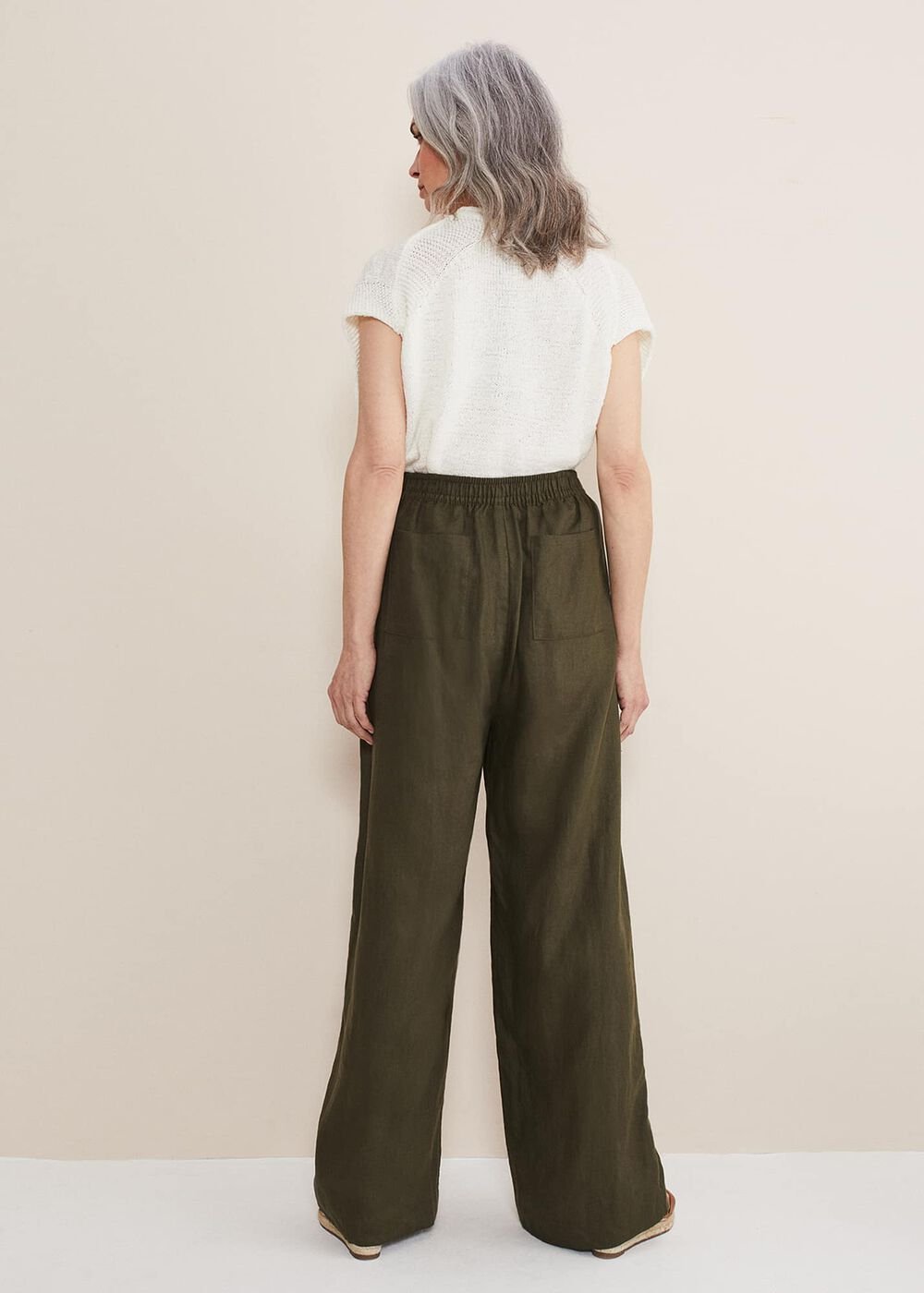 Lolita Drawstring Linen Trouser - Khaki