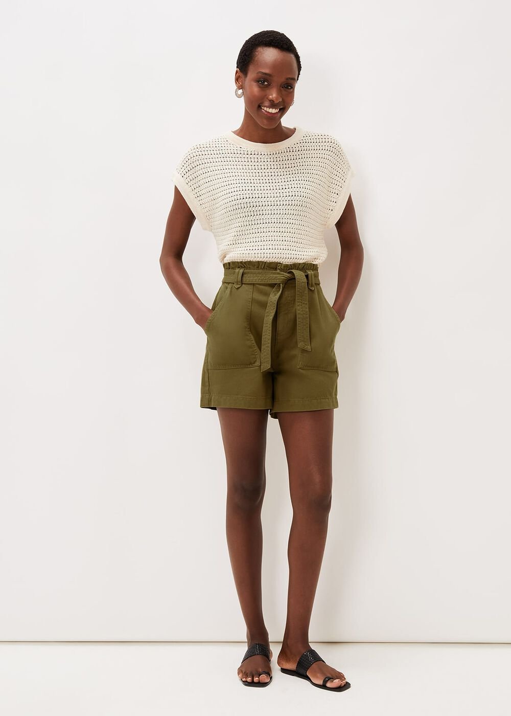 Pollie Denim Cargo Shorts - Khaki