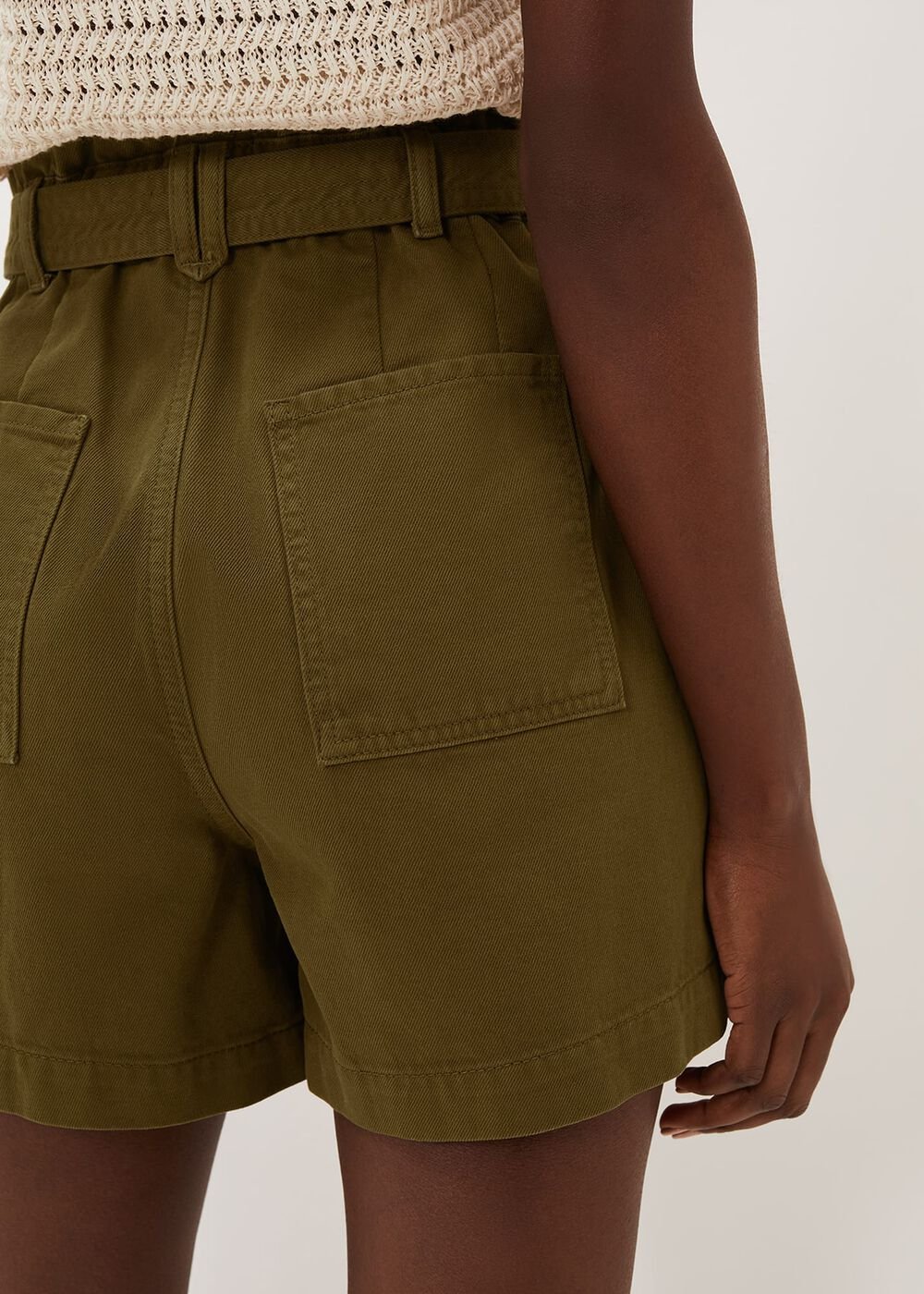 Pollie Denim Cargo Shorts - Khaki