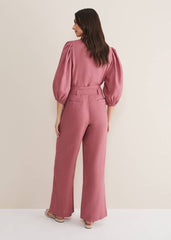 Raven Linen Trouser - Rose