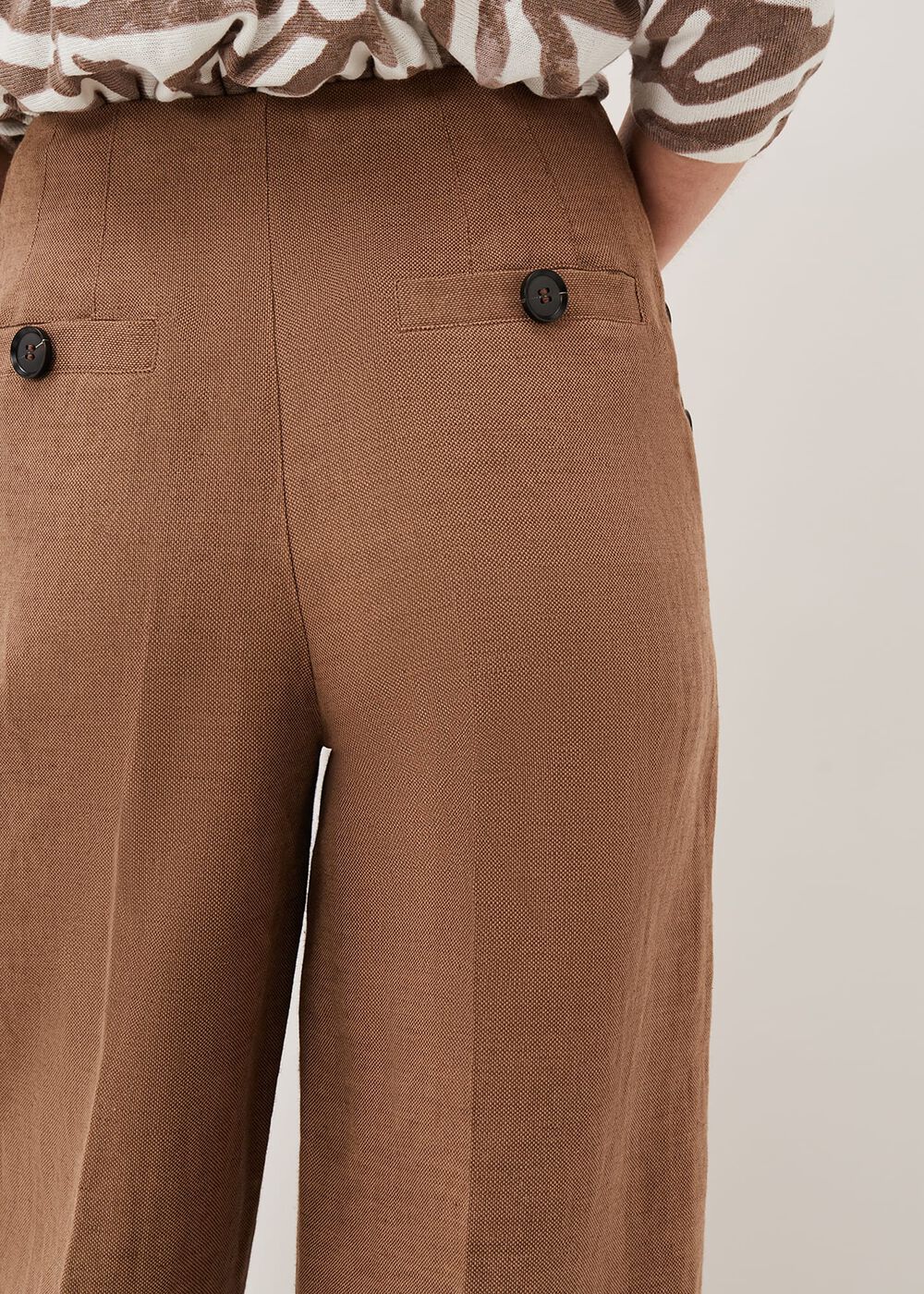 Cassandra Linen Wide Leg Trousers - Brown