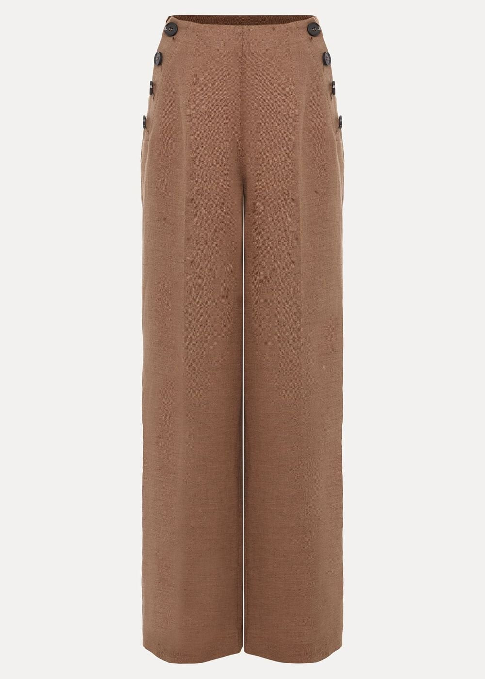 Cassandra Linen Wide Leg Trousers - Brown