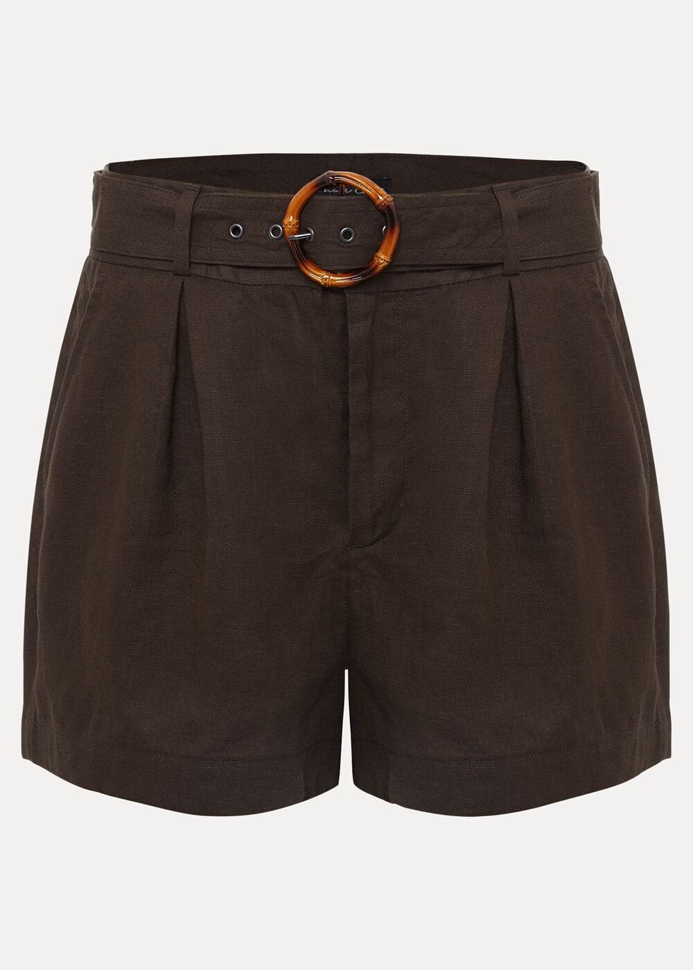 Hazel Belted Linen Short - Chocolate