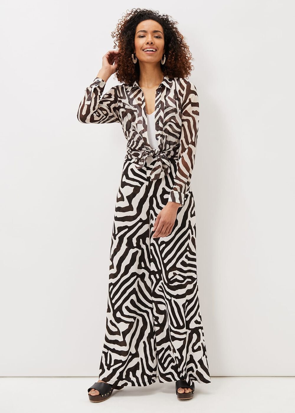 Isabelle Zebra Print Wide Leg Trouser - Multi-Coloured