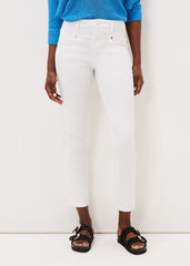 Hailee Topstitch Skinny Jeans Short - White