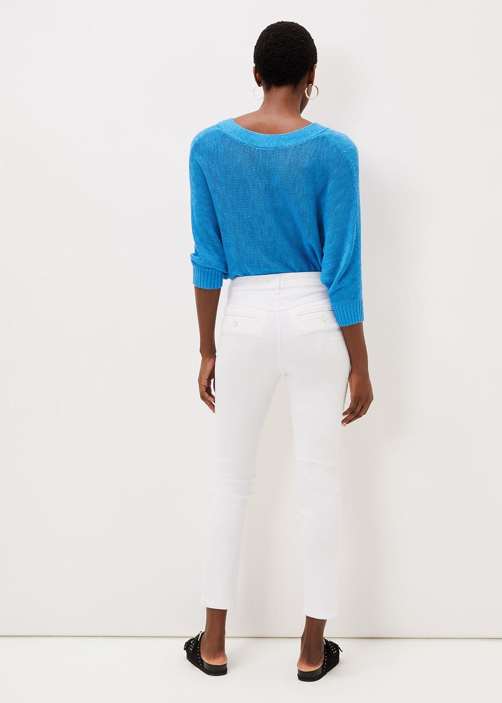 Hailee Topstitch Skinny Jeans Long - White