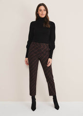 Mackenzie Geo Jacquard Tapered Trouser - Black/Chocolate