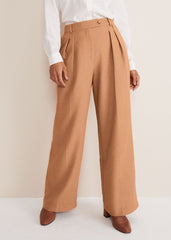 Dola Wide Leg Boucle Trouser - Camel