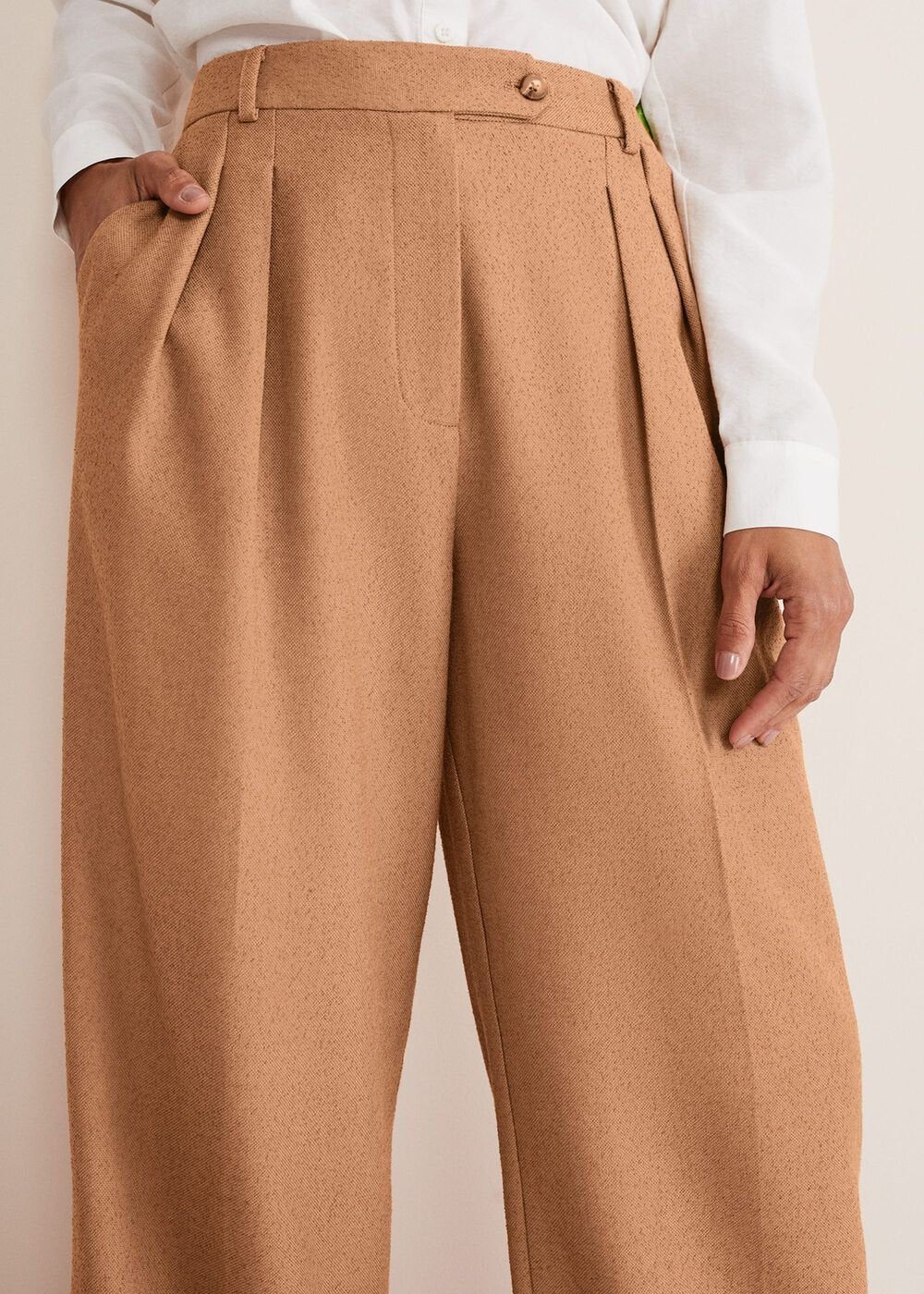 Dola Wide Leg Boucle Trouser - Camel