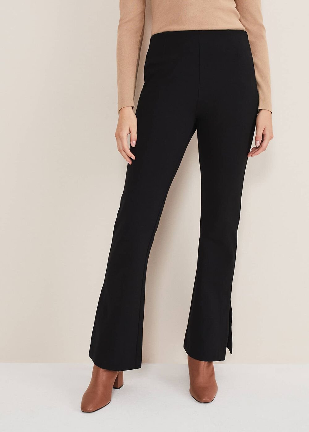 Ara Side Split Bootcut Ponte Trouser - Black