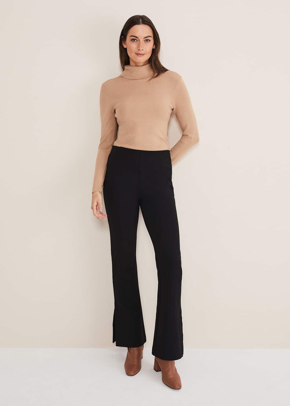 Ara Side Split Bootcut Ponte Trouser - Black