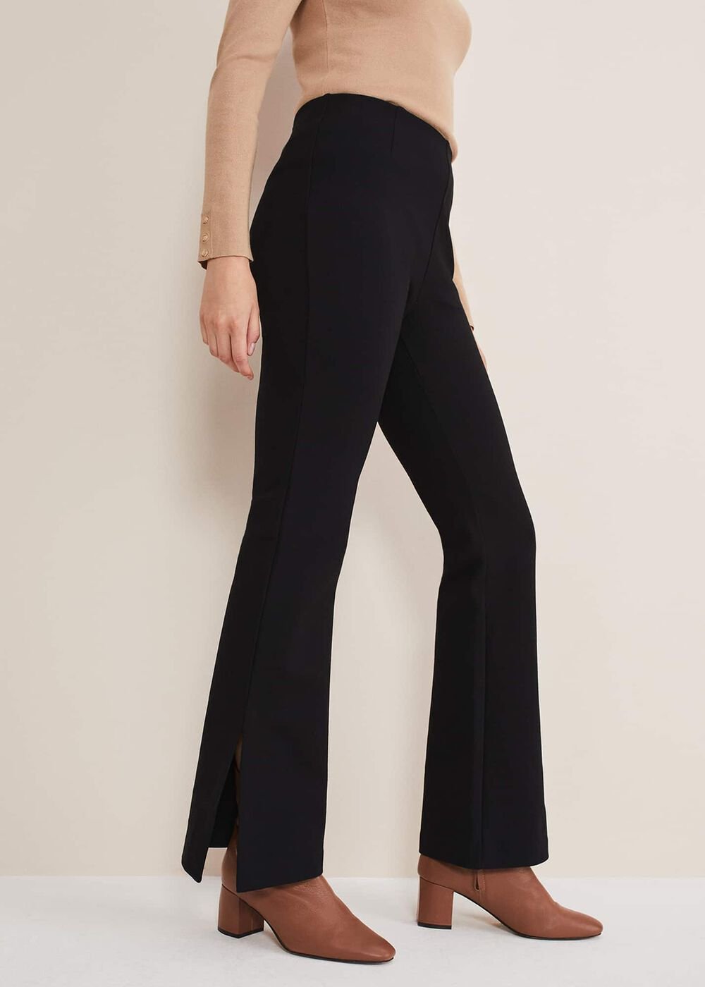 Ara Side Split Bootcut Ponte Trouser - Black