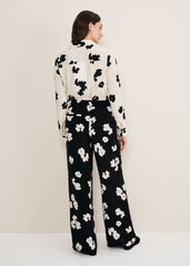 Rae Floral Wide Leg Trouser - Black