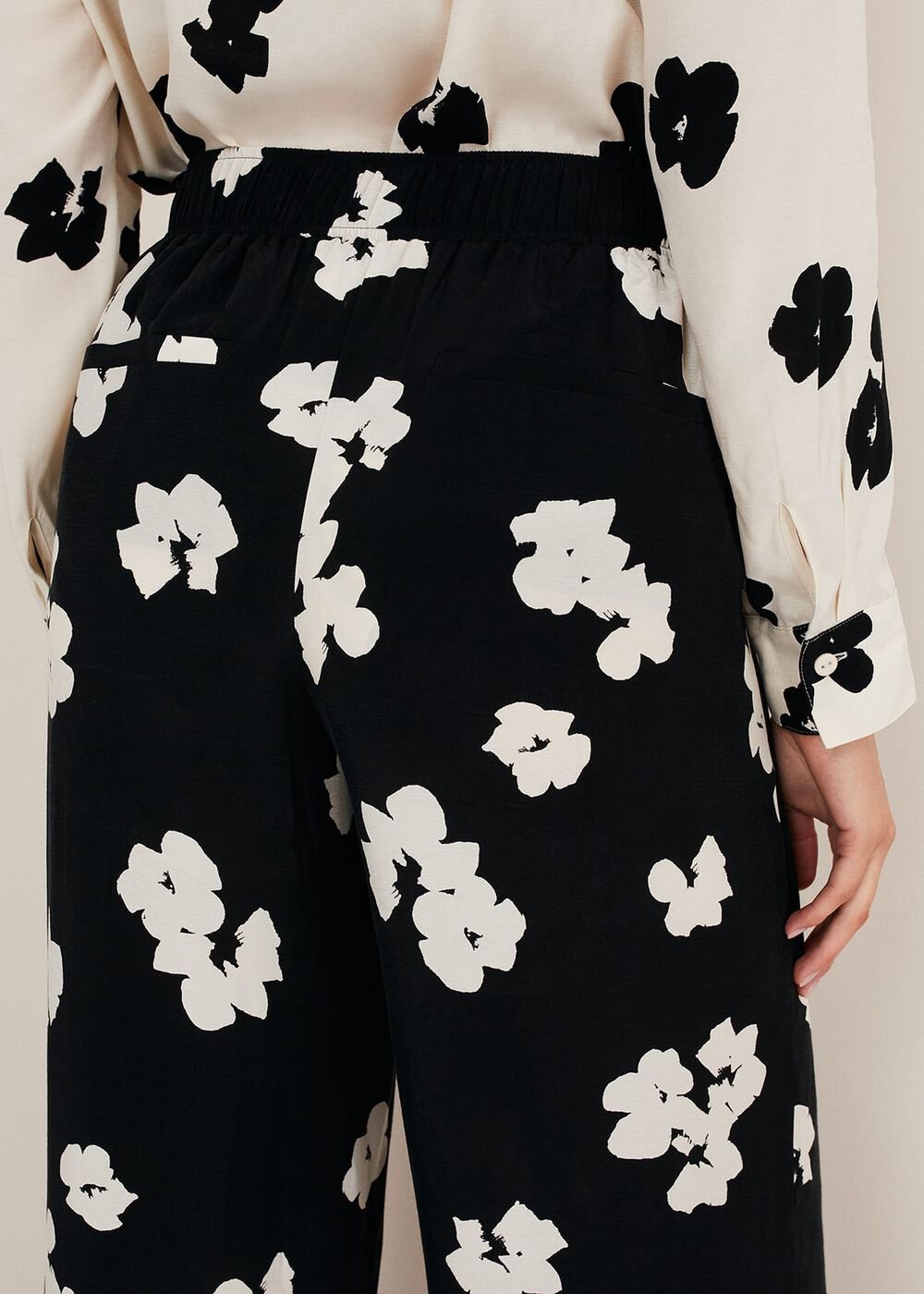 Rae Floral Wide Leg Trouser - Black