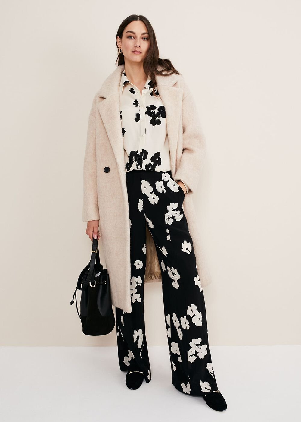 Rae Floral Wide Leg Trouser - Black