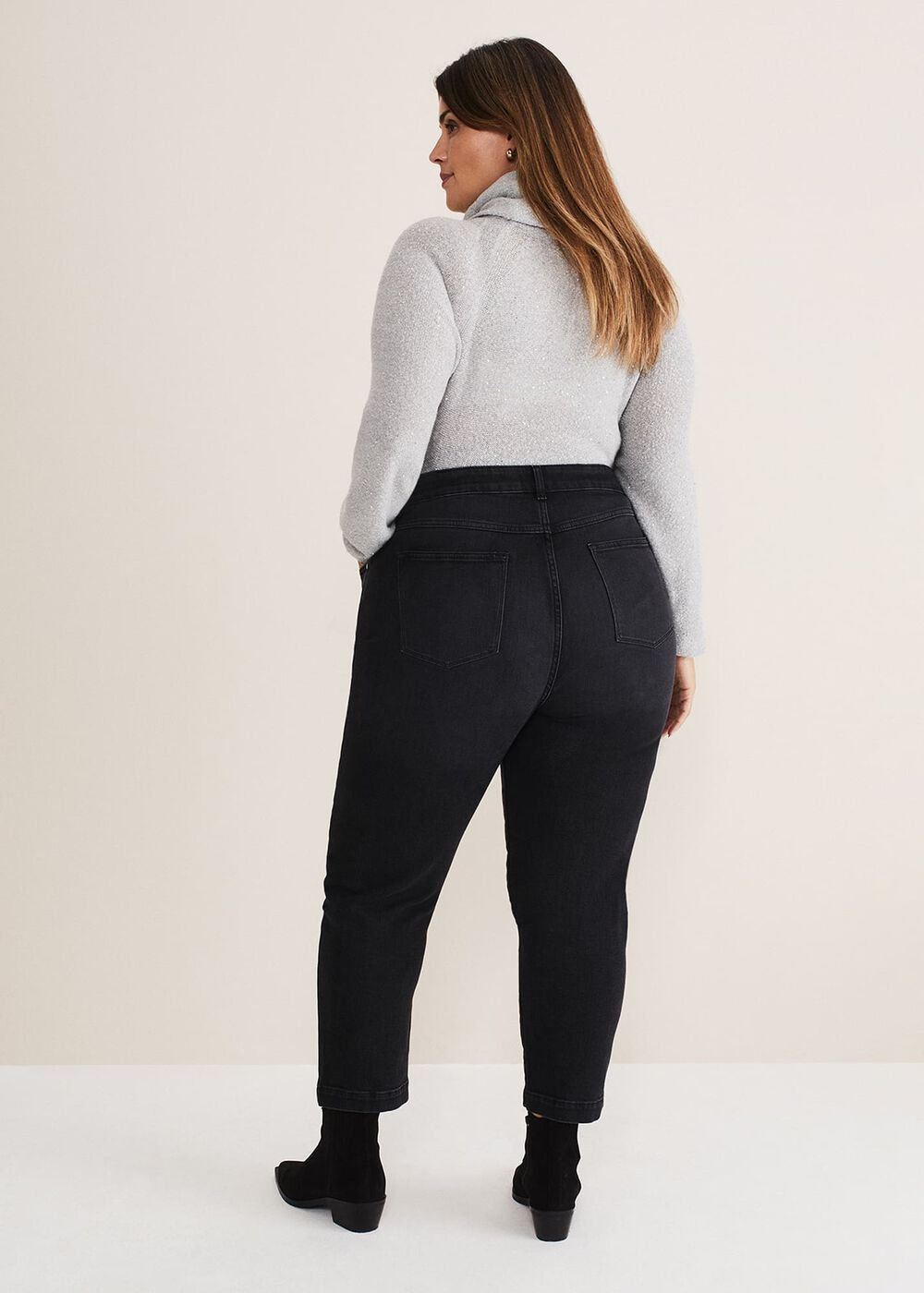 Karlie Button Through Corduroy Jeans - Black