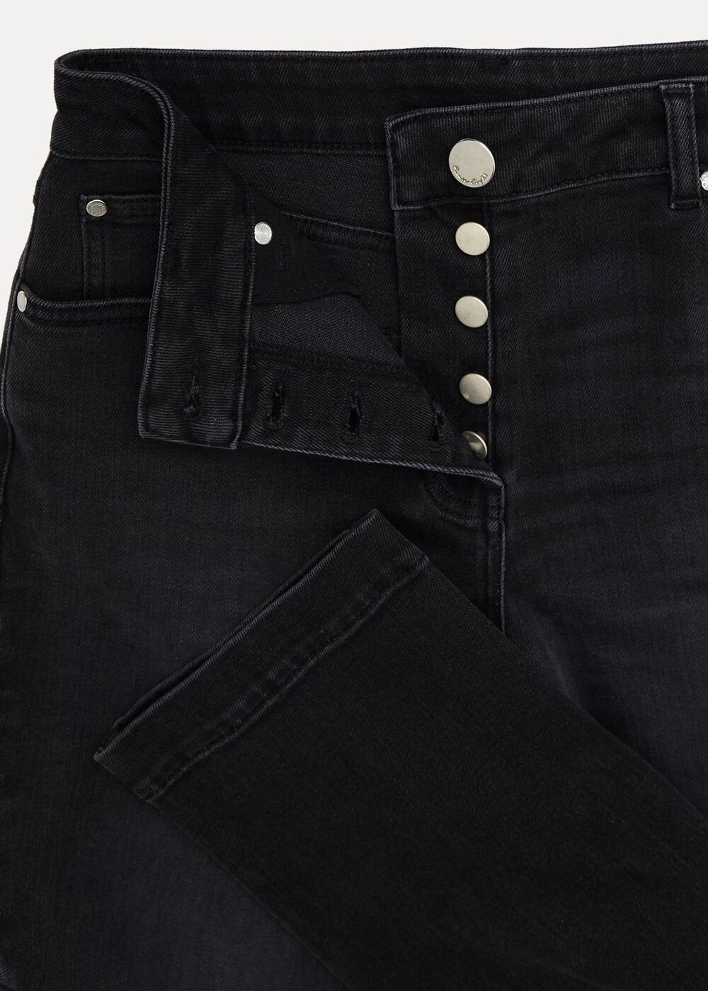 Karlie Button Through Corduroy Jeans - Black