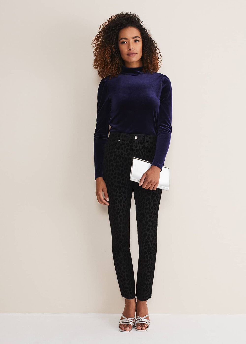 Jaimie Flocked Jeans - Black
