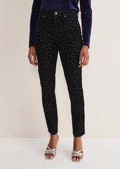 Jaimie Flocked Jeans - Black