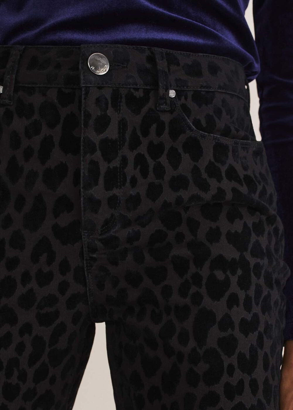 Jaimie Flocked Jeans - Black