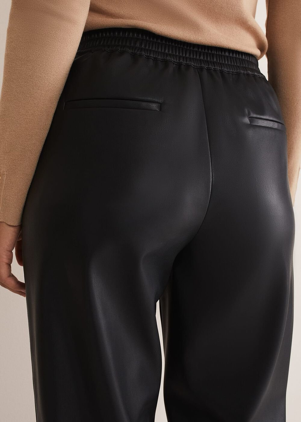 Rya Pleather Straight Leg Trouser - Black