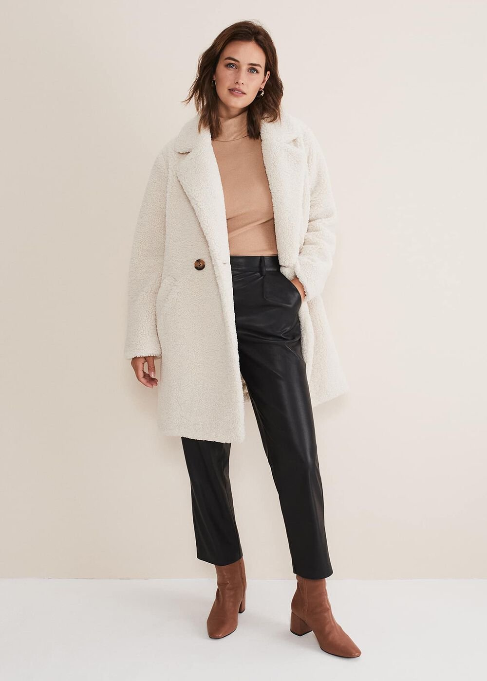 Rya Pleather Straight Leg Trouser - Black