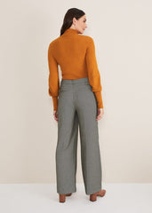 Nouria Herringbone Tapered Trouser - Black/Cream