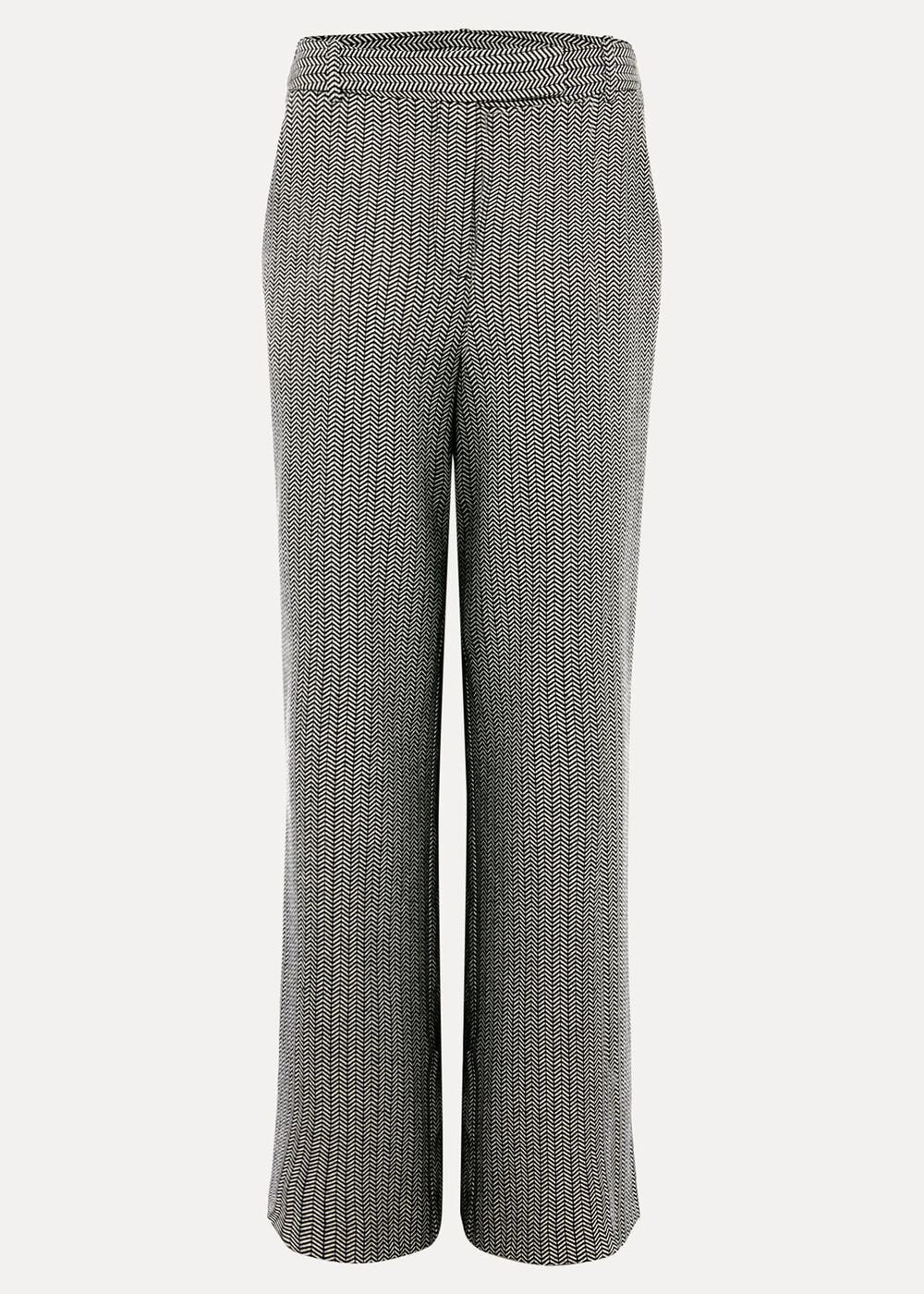Nouria Herringbone Tapered Trouser - Black/Cream