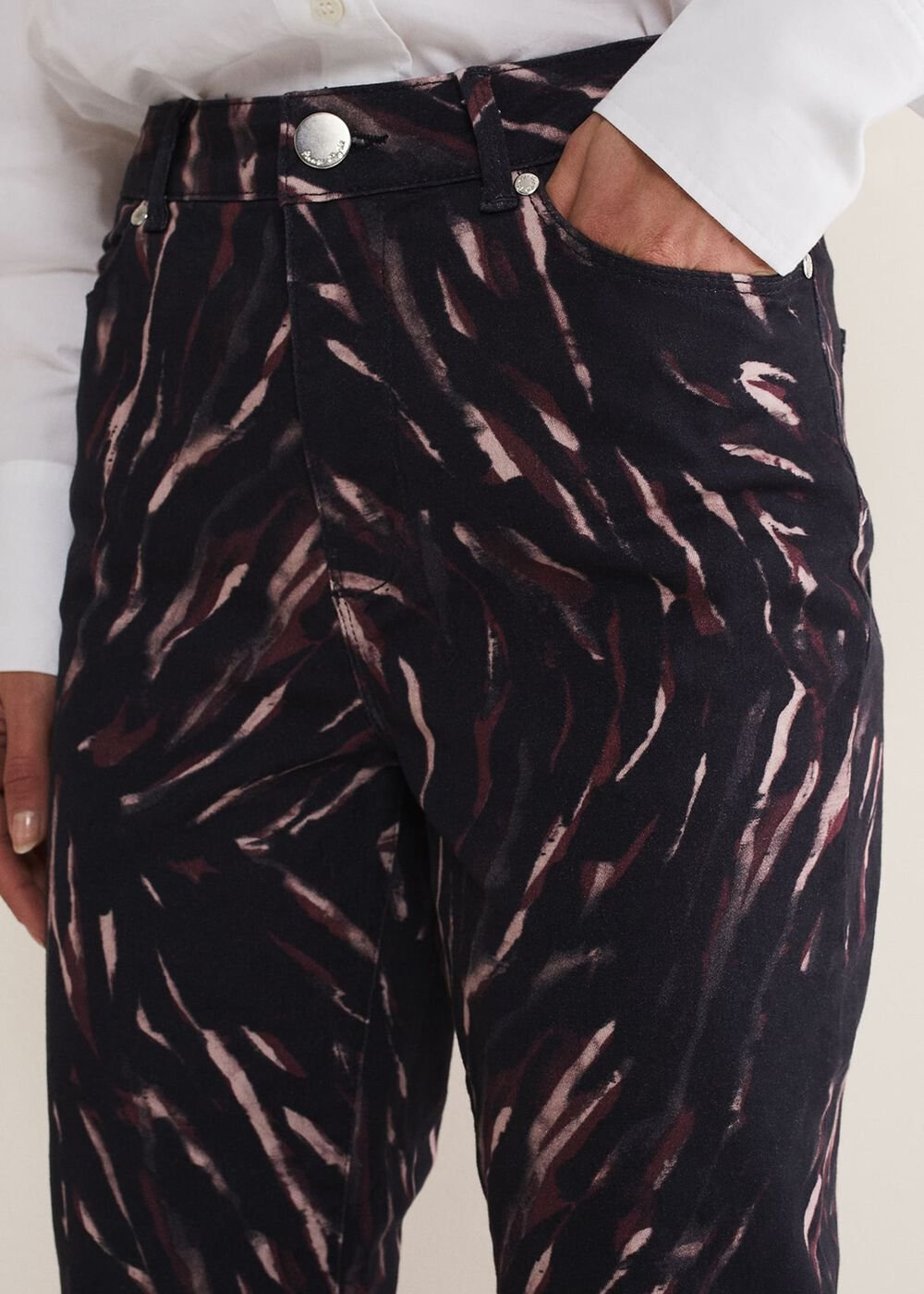 Ramona Zebra Print Straight Leg Jeans - Black/Multi