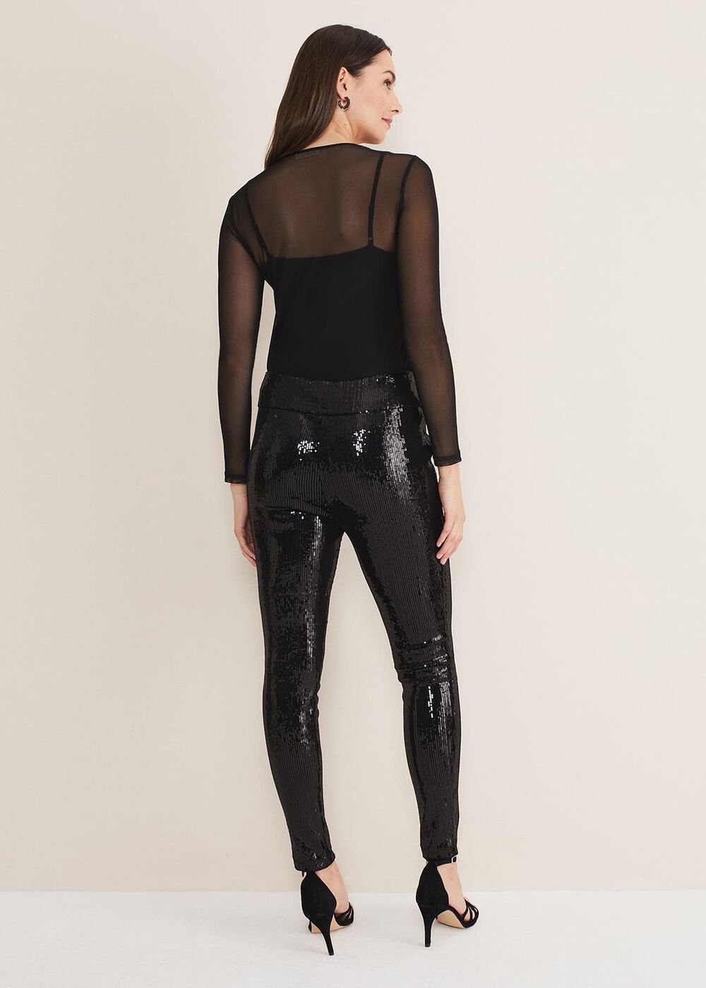Ausha Black Sequin Leggings - Black