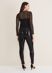 Ausha Black Sequin Leggings - Black
