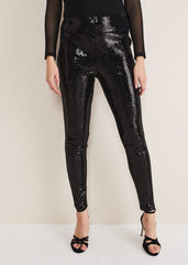 Ausha Black Sequin Leggings - Black