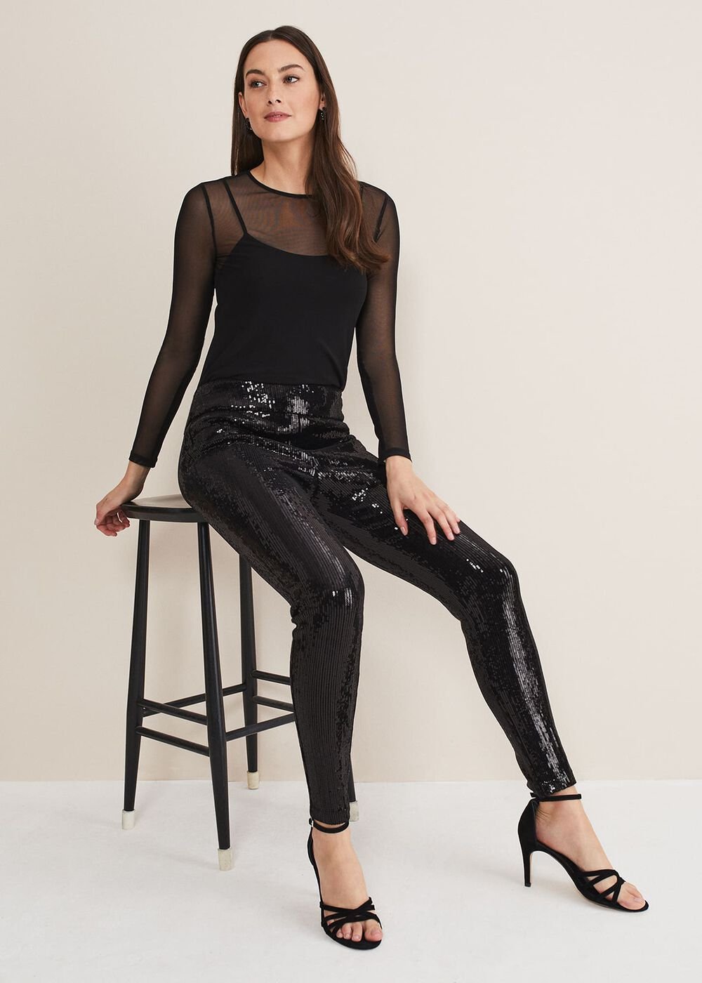 Ausha Black Sequin Leggings - Black