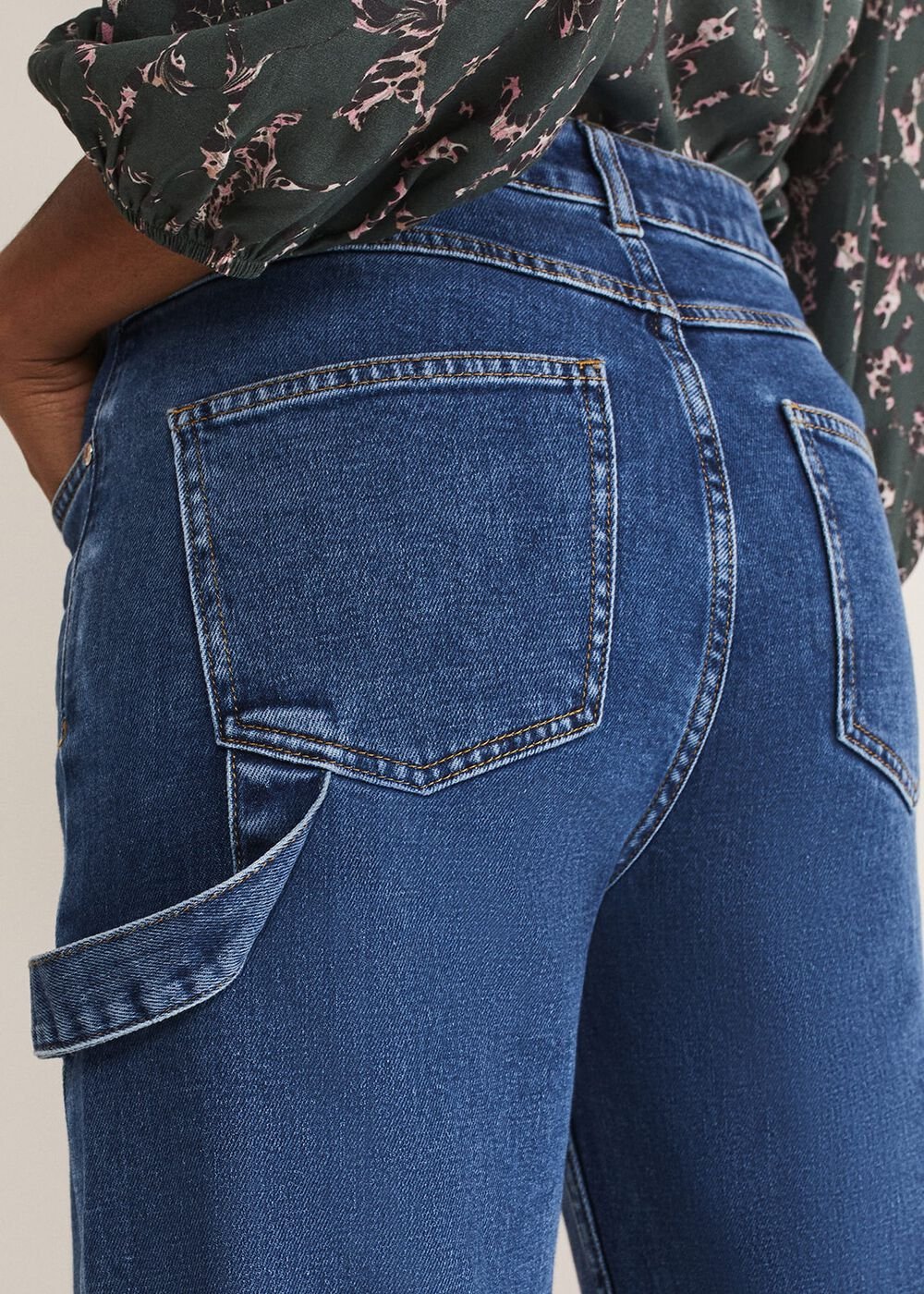 Scout Cargo Wide Leg Jeans - Mid Blue