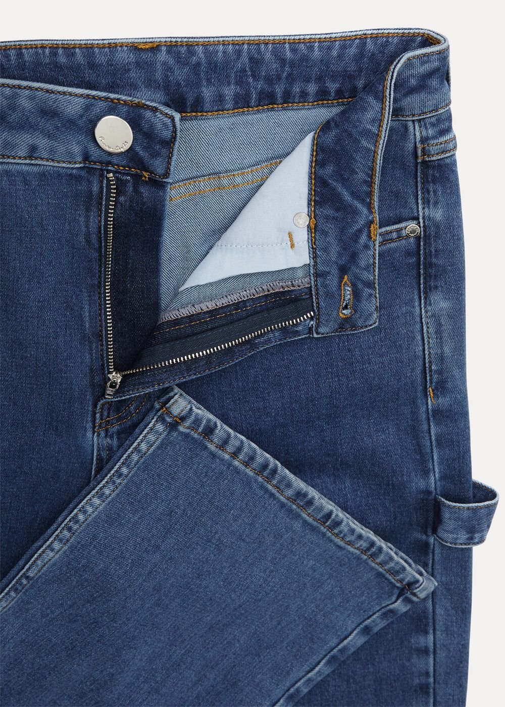 Scout Cargo Wide Leg Jeans - Mid Blue