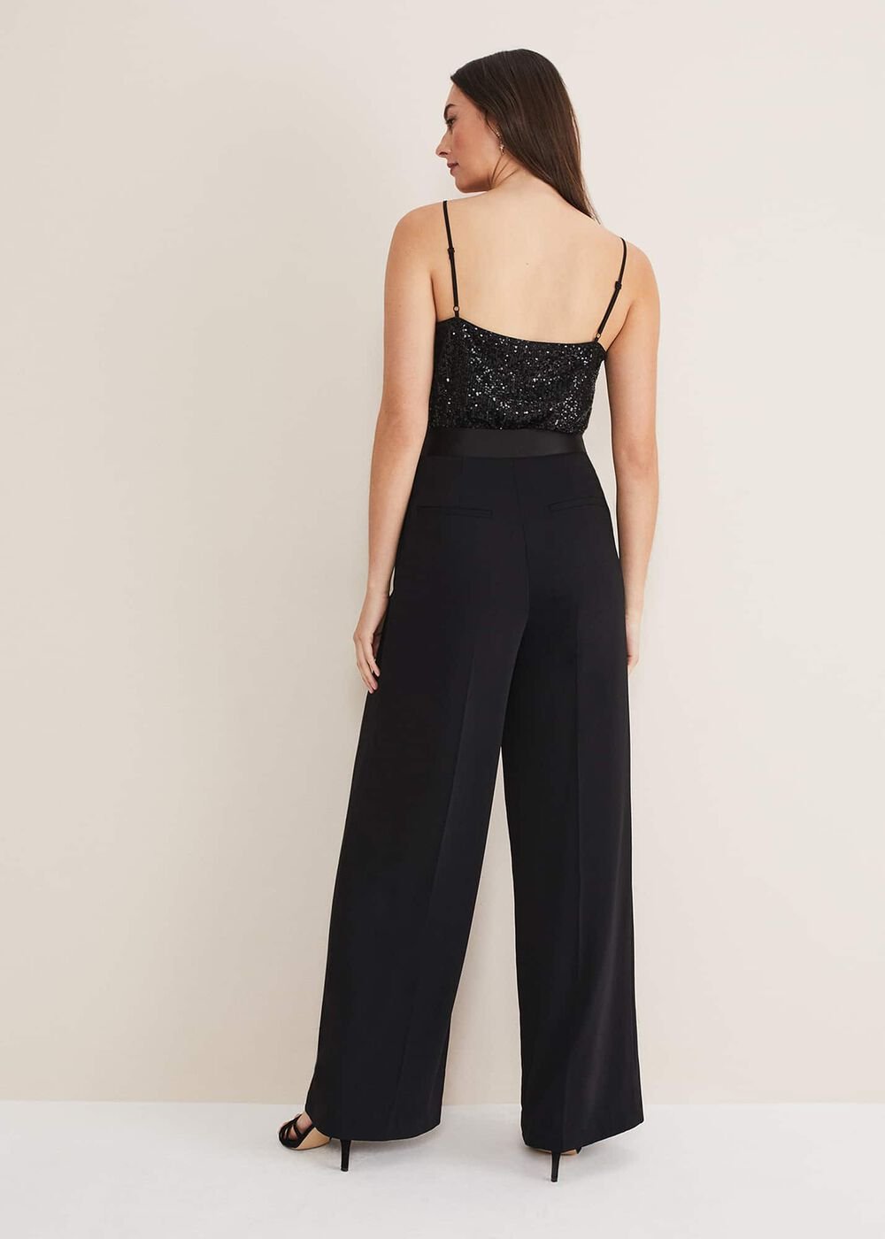 Elandra Wide Leg Tux Trousers - Black