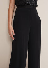 Elandra Wide Leg Tux Trousers - Black