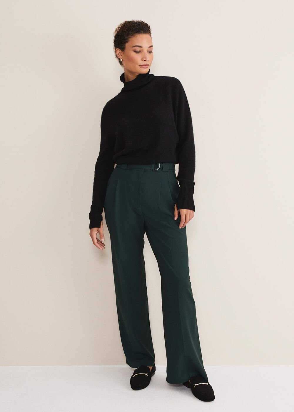 Catira Crepe Wide Leg Trousers - Forest Green