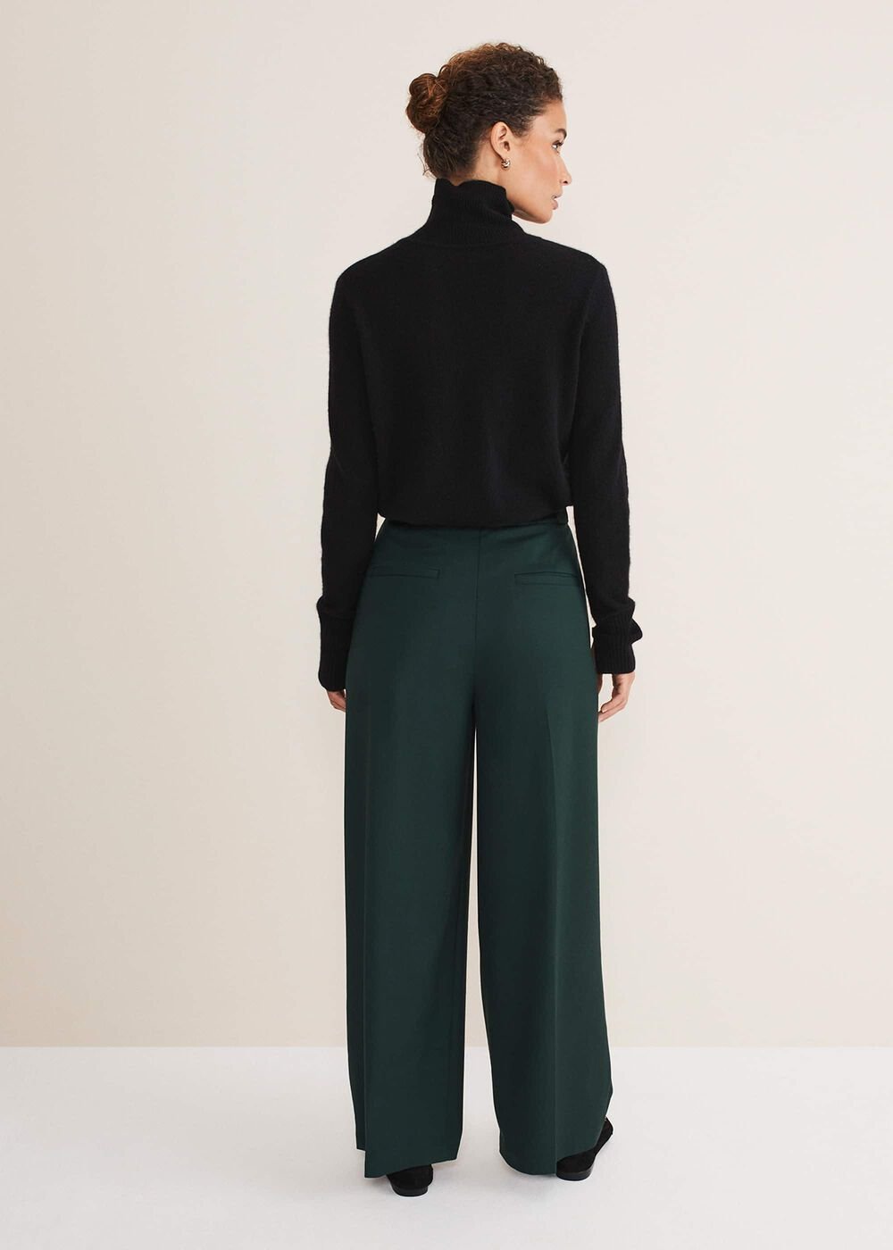 Catira Crepe Wide Leg Trousers - Forest Green