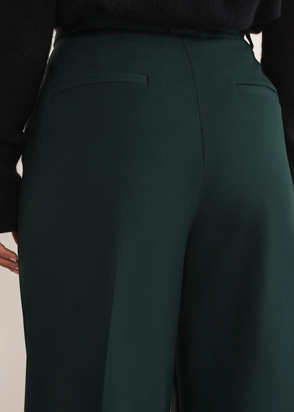Catira Crepe Wide Leg Trousers - Forest Green