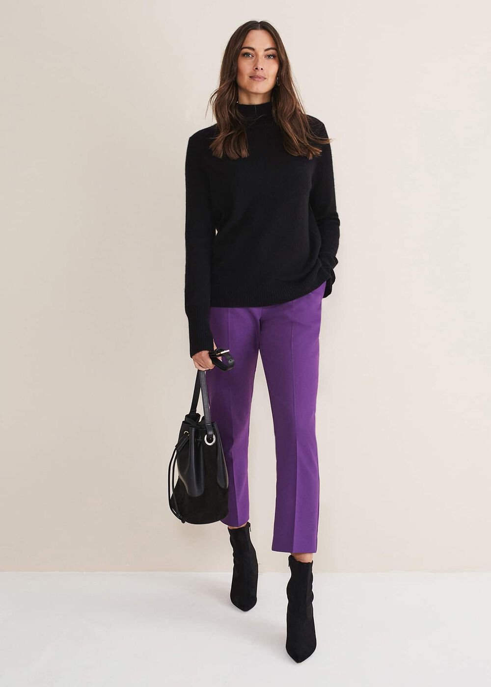 Julianna Cropped Straight Leg Trousers - Purple