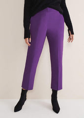 Julianna Cropped Straight Leg Trousers - Purple