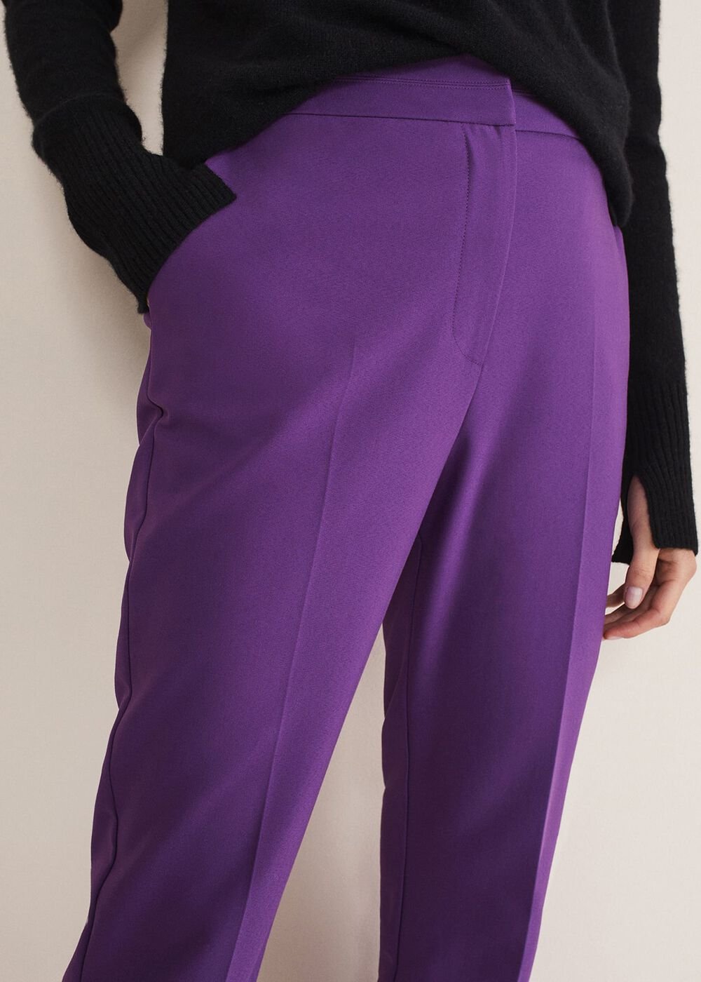 Julianna Cropped Straight Leg Trousers - Purple