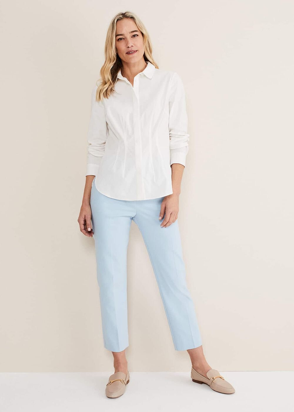 Julianna Cropped Straight Leg Trousers - Cornflower Blue