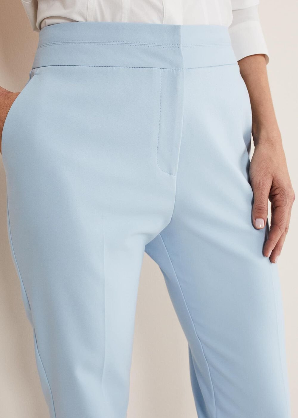 Julianna Cropped Straight Leg Trousers - Cornflower Blue