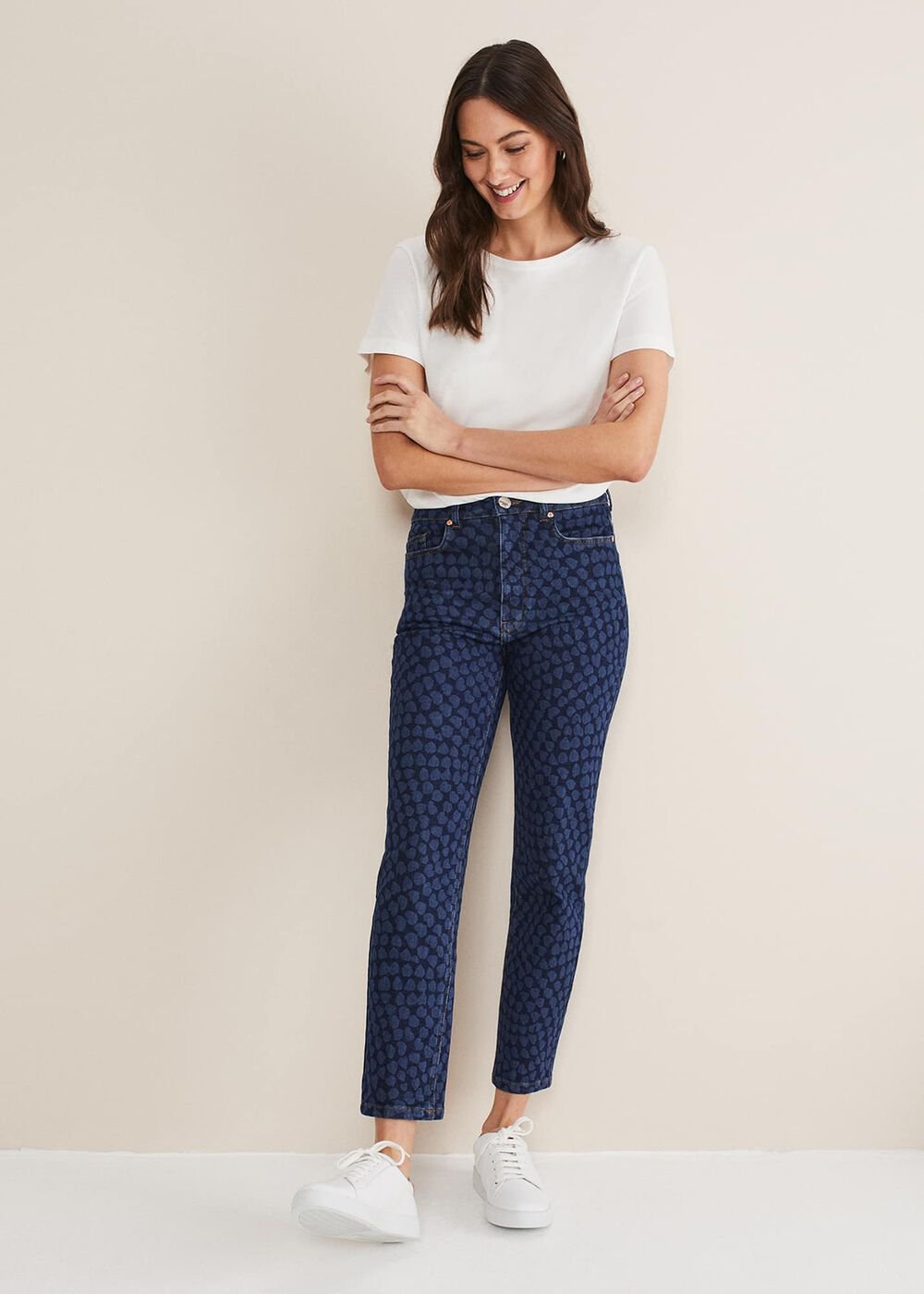 Petra Heart Straight Leg Jeans - Mid Blue
